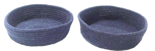 Set of 2 Hand-woven Navy Storage Baskets