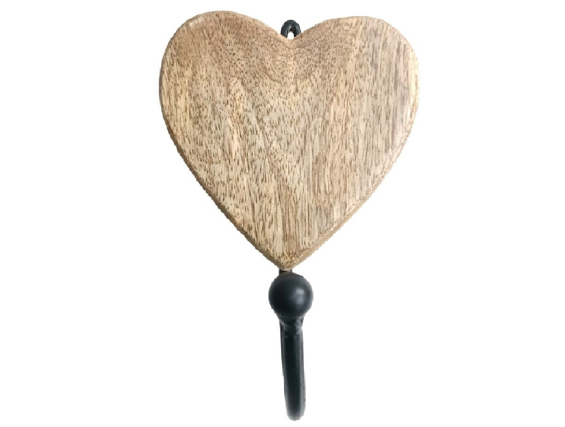 Single heart hook natural finish