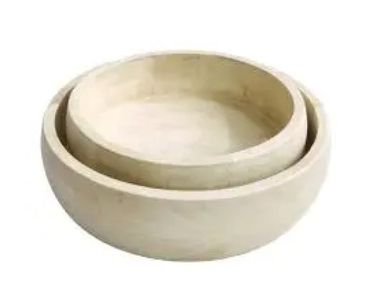 Set of 2 Bleached Wood Salad Bowls