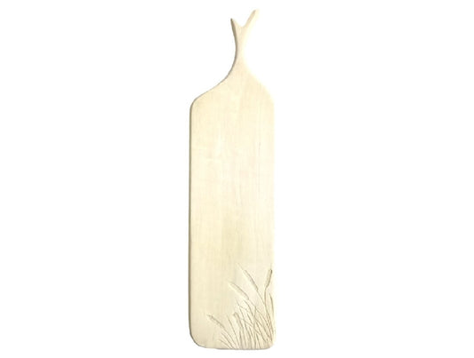 Bleached Wood Long Chopping Board with Etched Water Reeds