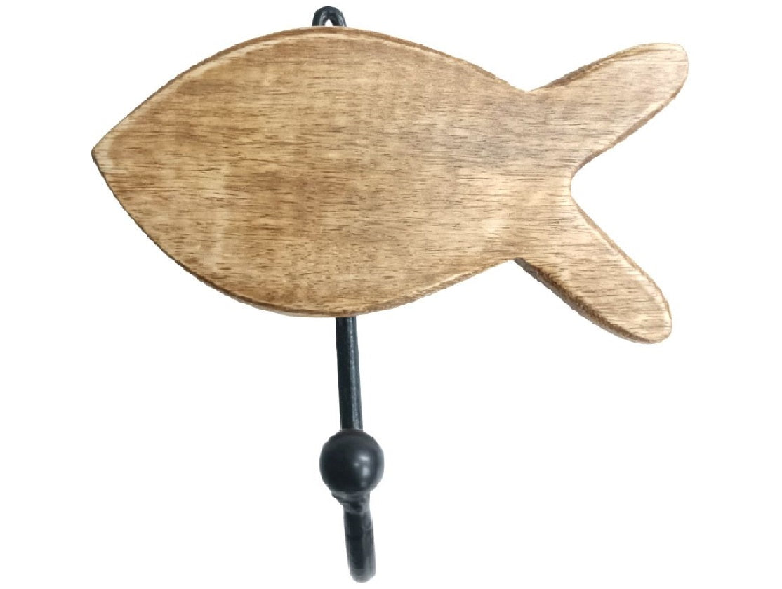 Single Natural Finish Fish Wall Hook
