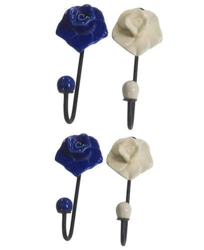 S/4 flower hooks Blue/White
