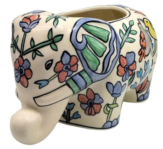 Two Birds Ceramic Elephant Planter