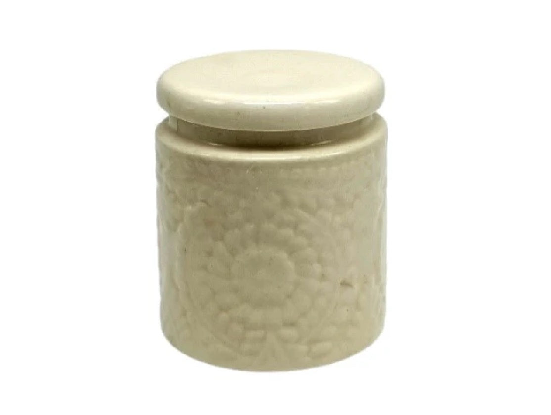 White Embossed Ceramic Jar