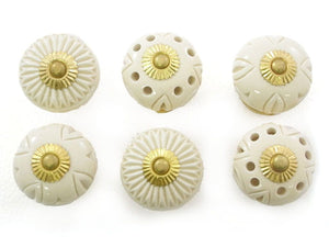 Set/6 white ceramic knobs