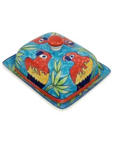 Butter dish in parrot design