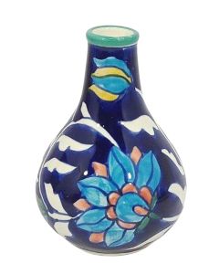 Blue floral bird vase 10x12cm
