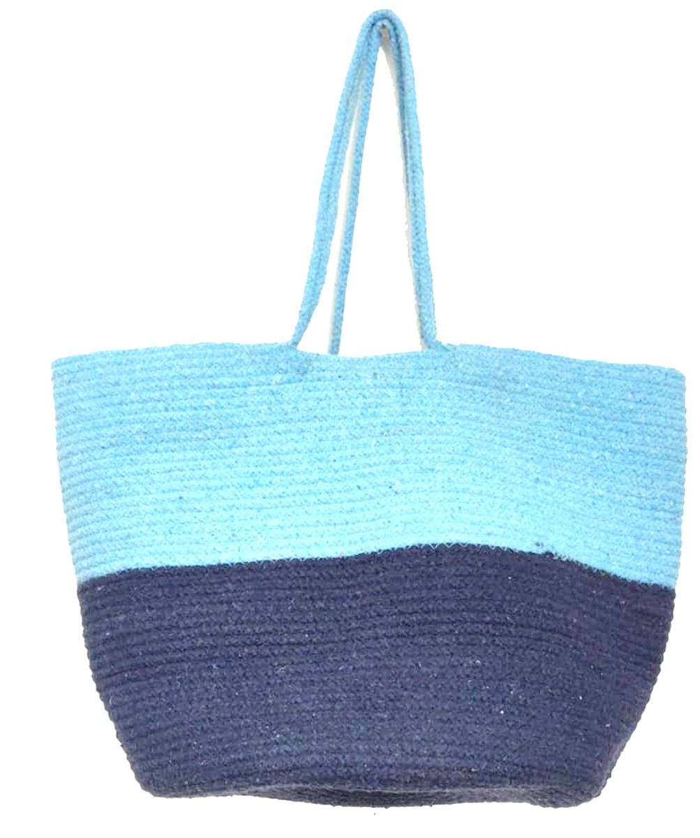 Two Tone Blue Jute Carry Bag