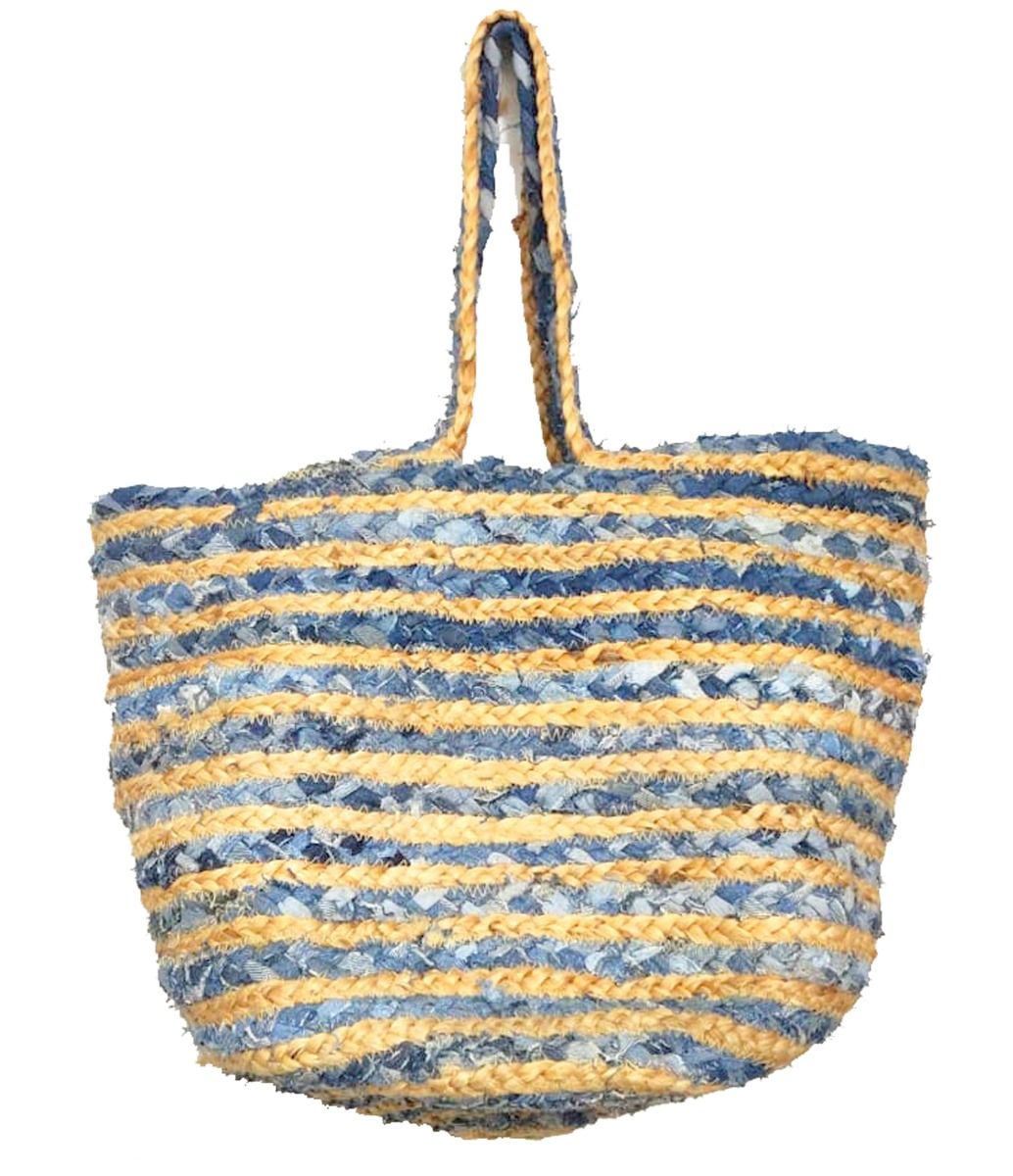 Jute and Denim Woven Carry Bag