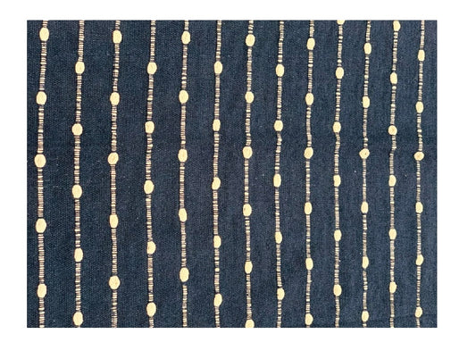 Woven Navy Throw with Embroidered Pattern