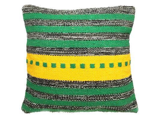 Green/yellow cotton kilim cushion