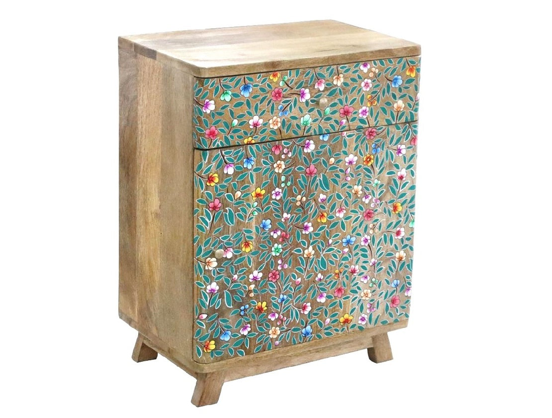 Hand Painted Floral Wooden Cabinet - Sale!