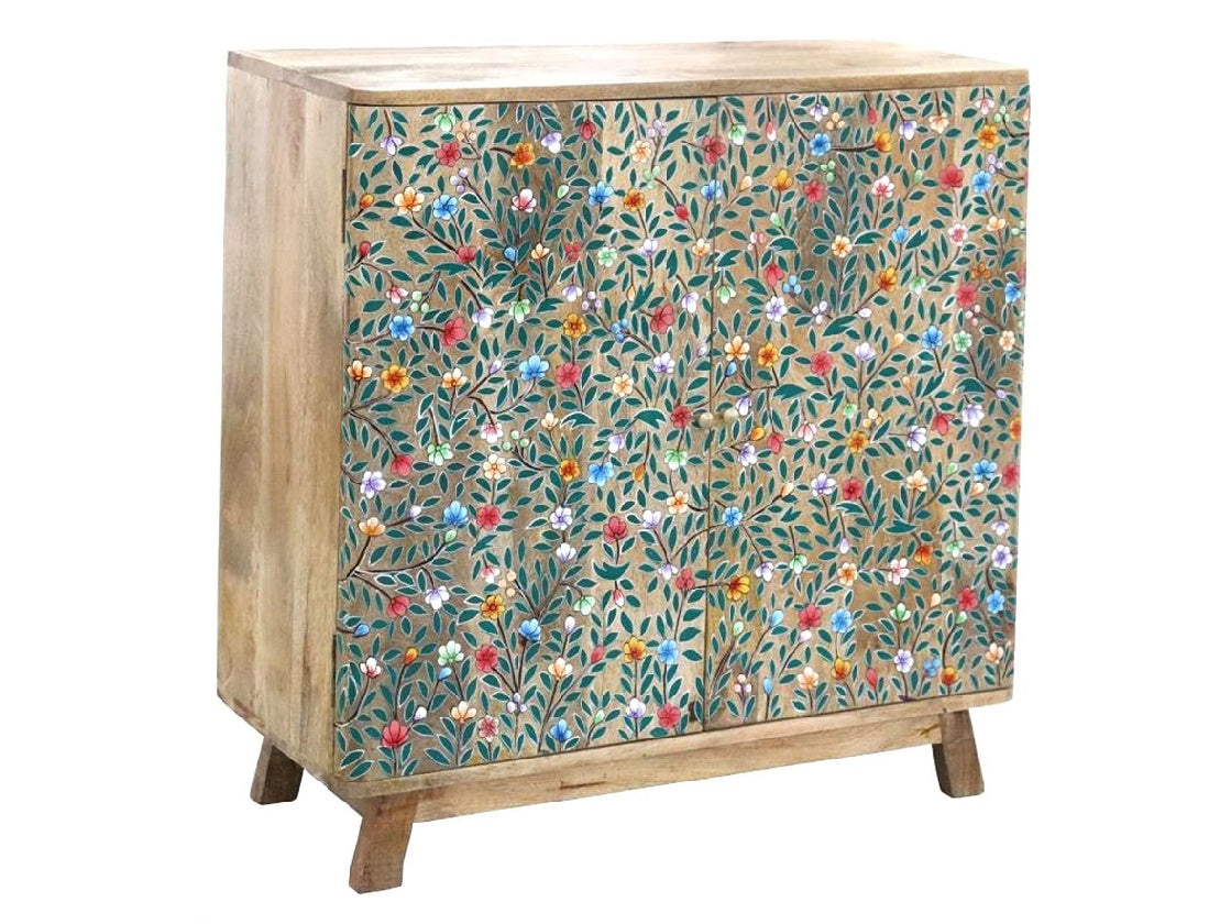 Floral Design Hand-painted Sideboard Cabinet - Sale!