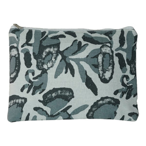 Grey and White Cotton Cosmetic Bag
