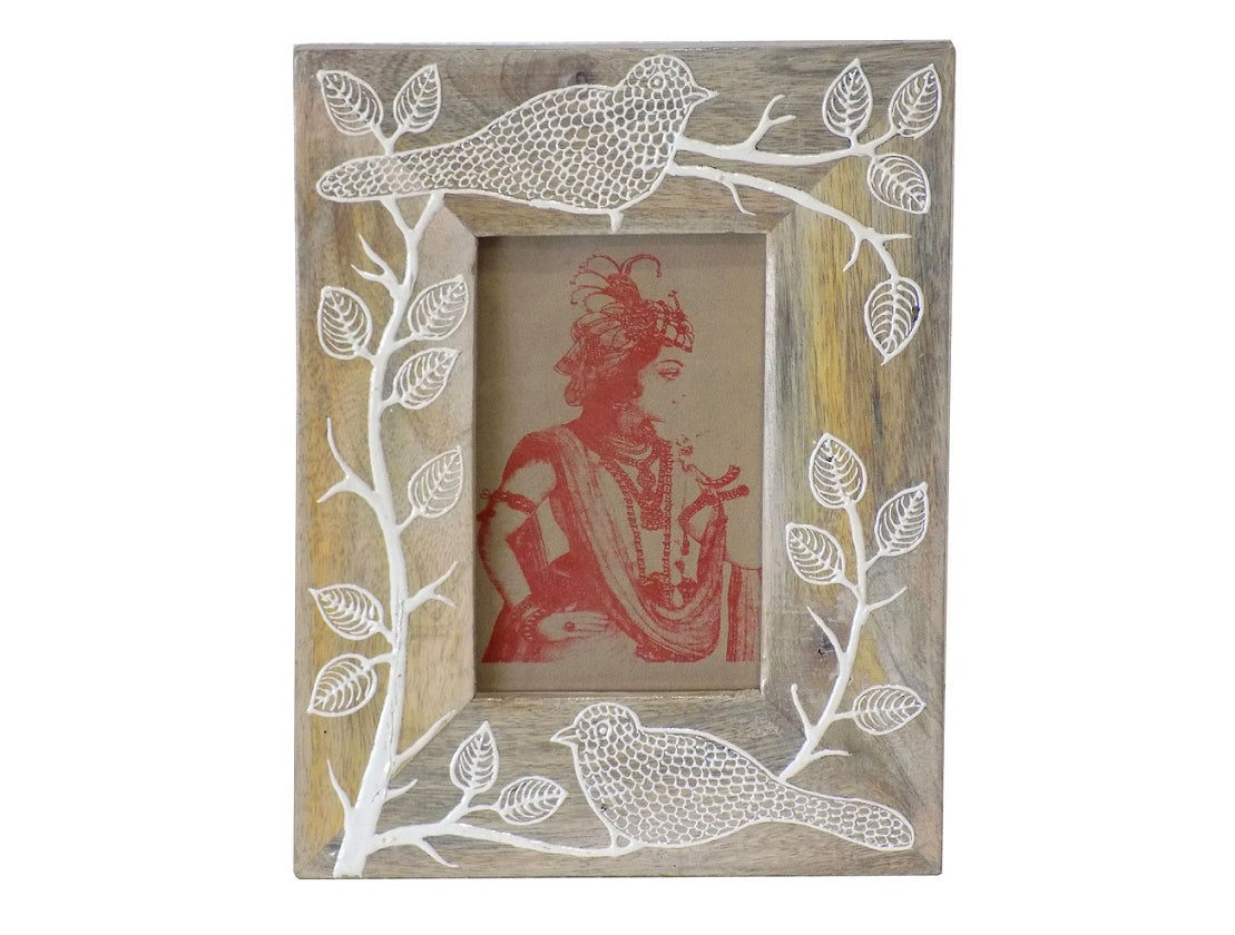 Embossed bird design wood frame