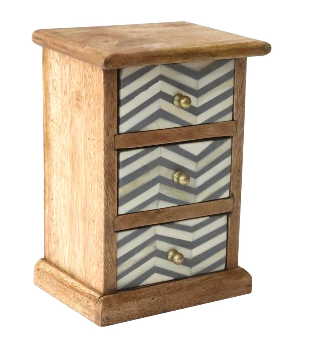 Sandblasted 3 Drawer Unit With Zig Zag Bone Drawers