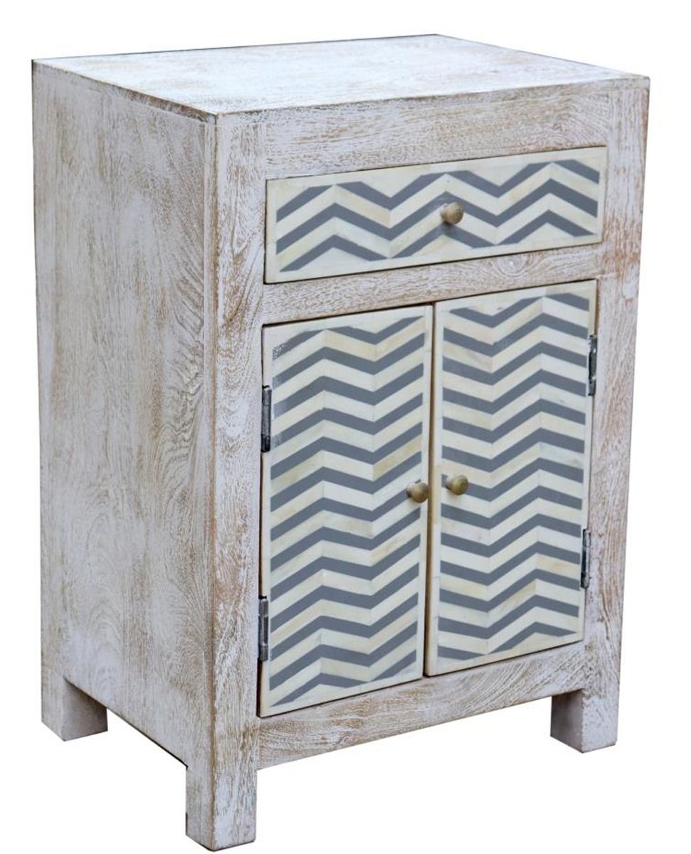 Whitewashed Solid Wood Cabinet with Chevron Design - Sale!