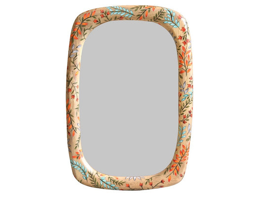 Rectangle Mirror with Hand Painted Leaf Design