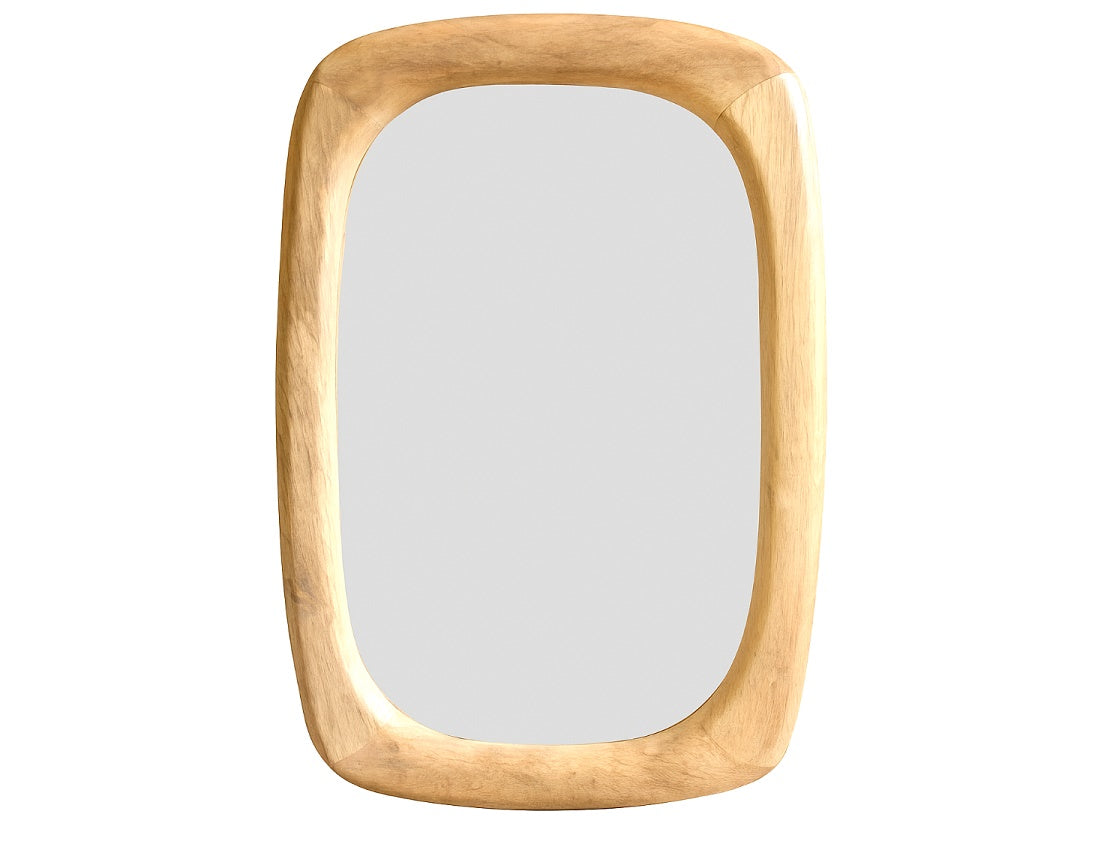 Rectangle Wooden Mirror with Curved Corners