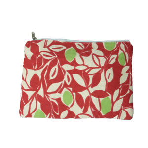 Red and Cream Cotton Cosmetic Pouch