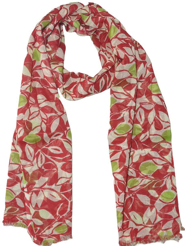 Leaf Patterned Cotton Scarf