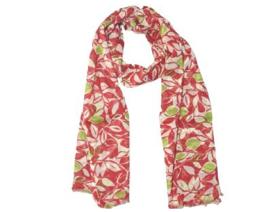 Leaf Patterned Cotton Scarf