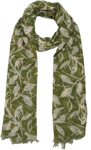 Leaf Stems Patterned Cotton Scarf