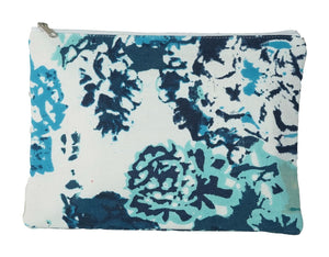 Cotton Cosmetic Pouch with Turquoise and Navy Design