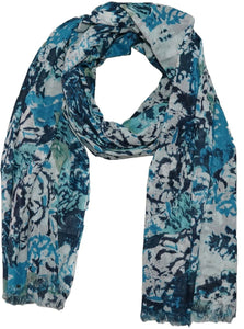 Single Turquoise and Navy Cotton Scarf