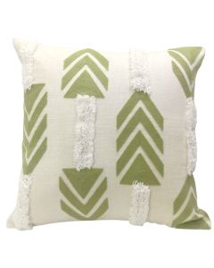 Tufted natural & green cushion