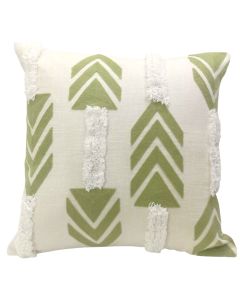 Tufted natural & green cushion cover 45x45 cm