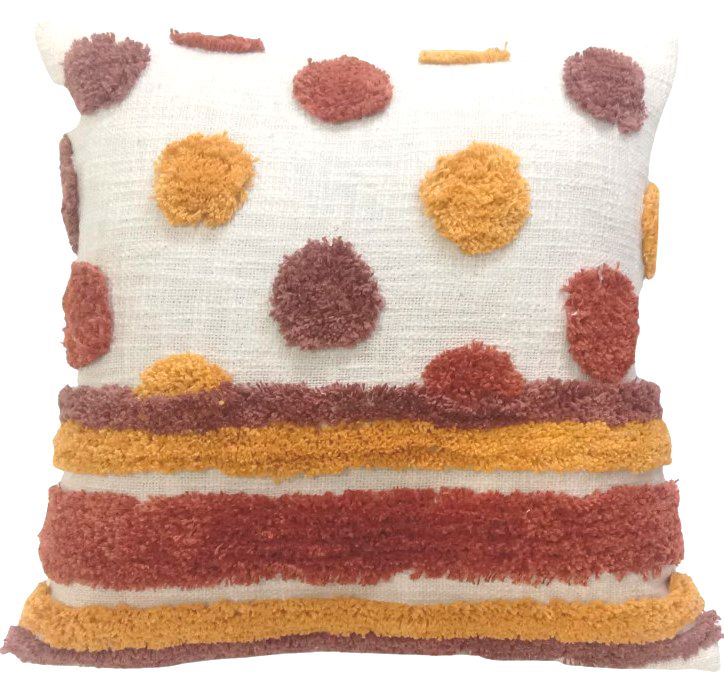 Tufted Spot and Stripe Cushion