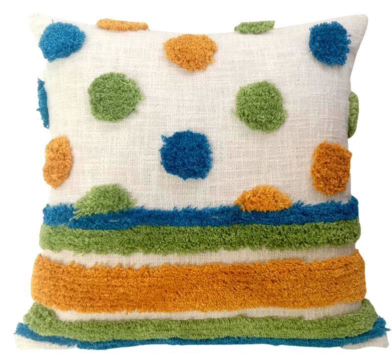 Tufted Spot and Stripe Cushion