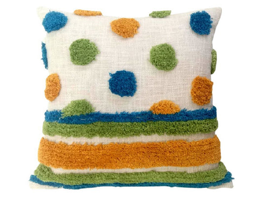 Tufted Spot and Stripe Cushion