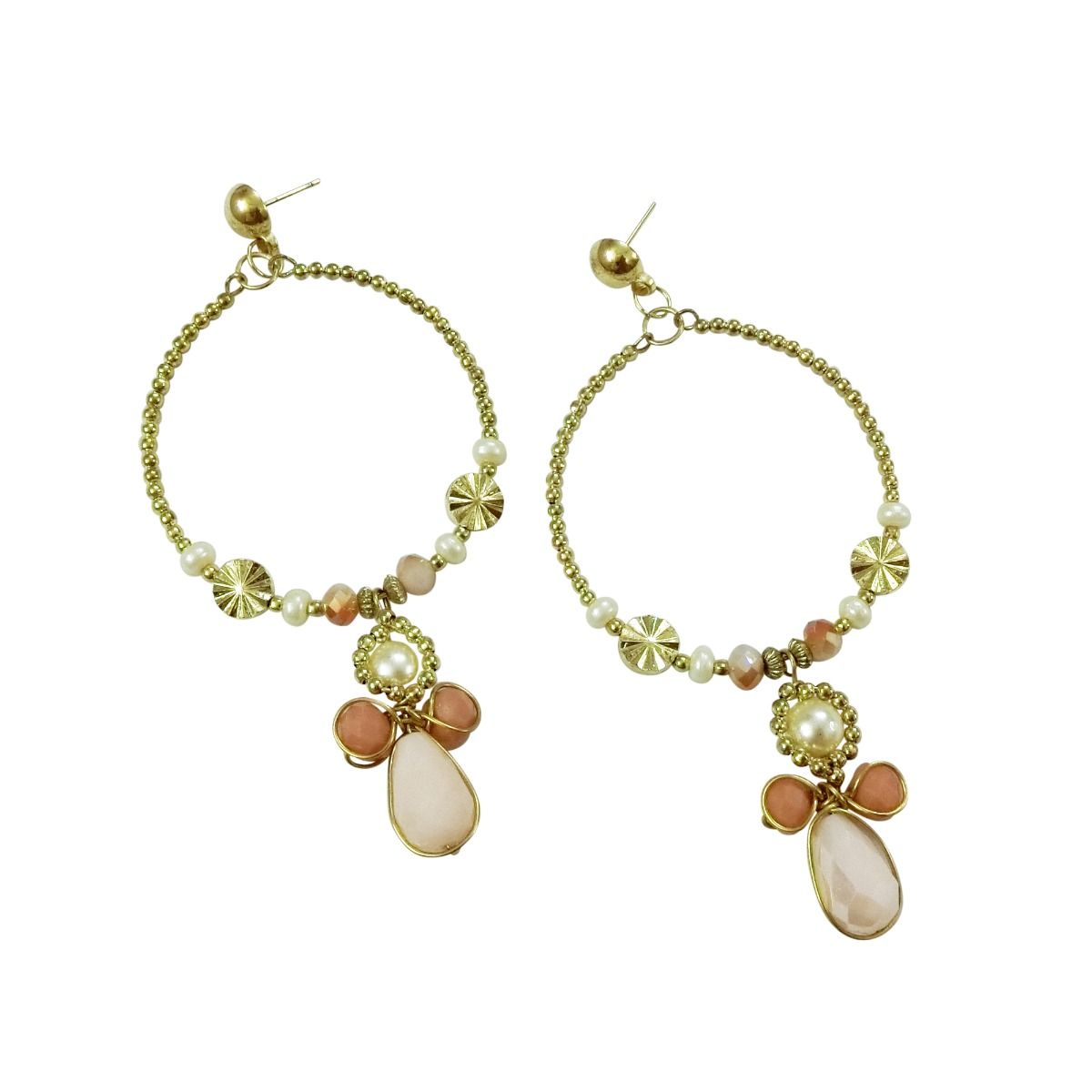 Hand Beaded Pearl Hoop Earrings