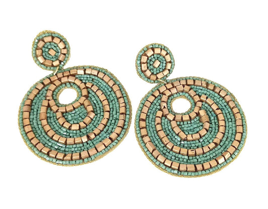 Sage and Brass Beaded Earrings