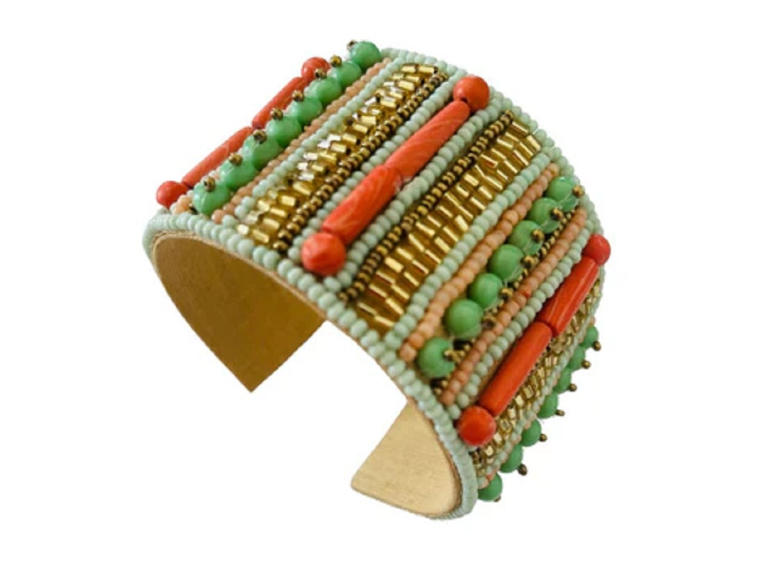 Hand Beaded Stripe Cuff Bracelet