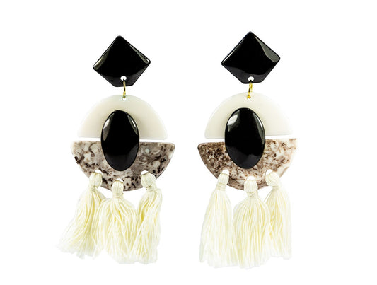 Boho Granite Tassel Earrings