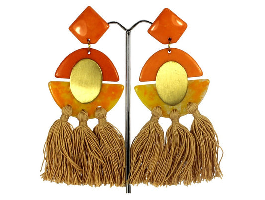 Boho Orange Tassel Earrings