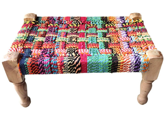 Hand-Woven Large Chindi Bench