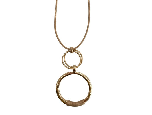 Gold Triple Ring Pendant Necklace