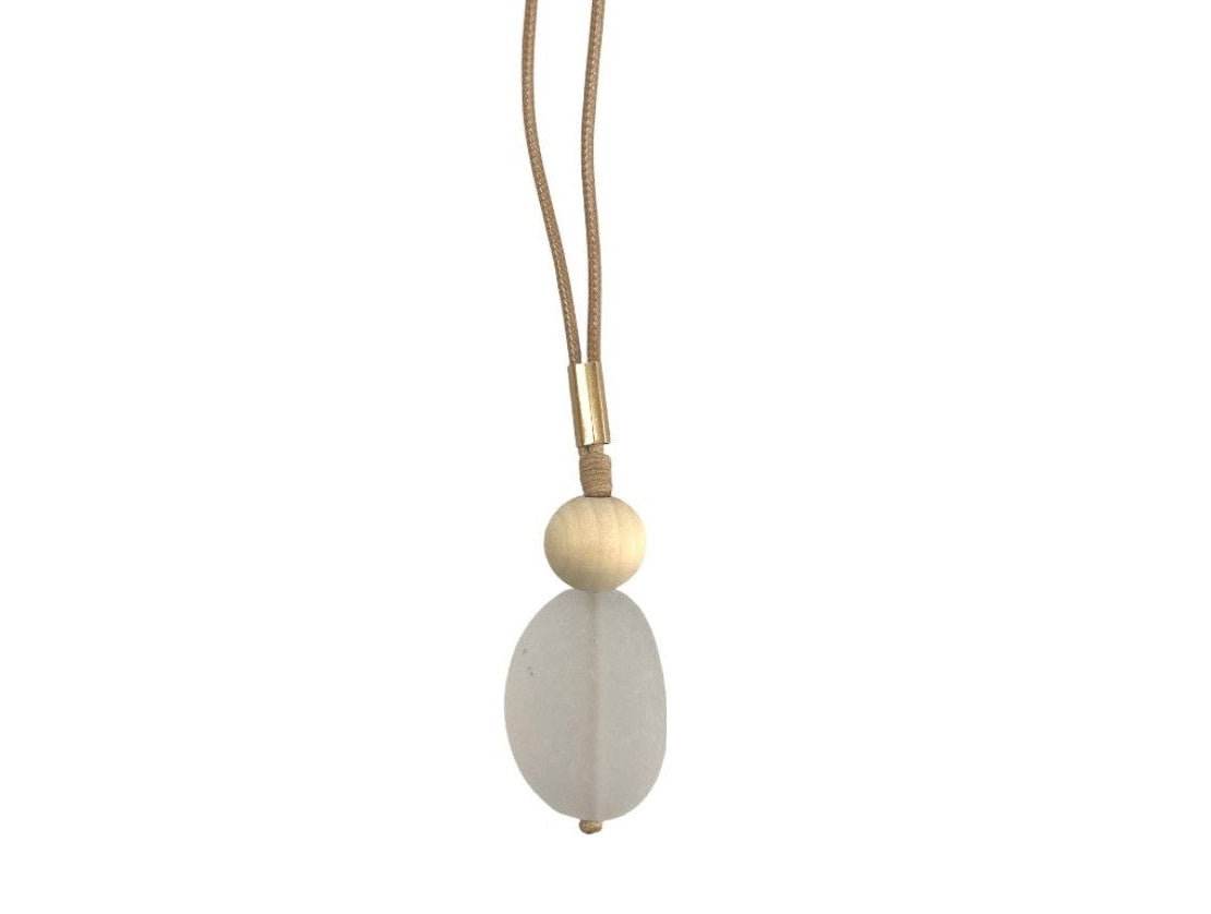 White Frosted Pendant Necklace
