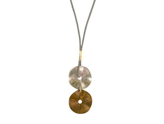Gold & Silver Double Disc Pendant Necklace