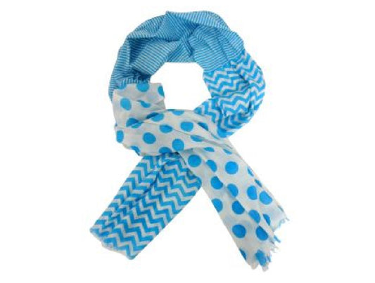 Light Blue Patterned Cotton Scarf