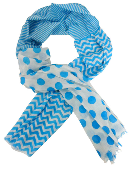 Light Blue Patterned Cotton Scarf