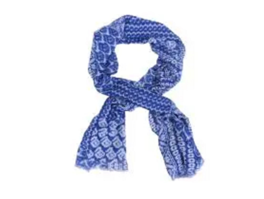 Viscose Blue Patterned Scarf