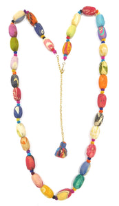 Recylced fabric necklace 92 cm