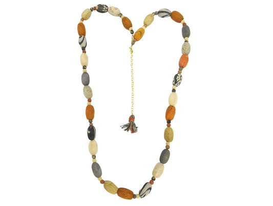 Grey brown fabric necklace