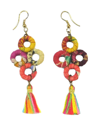Multi circle earring with tassels