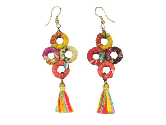 Multi circle earring with tassels